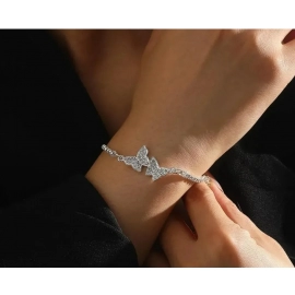 925 Sterling Silver Zircon Bracelets For Women Vin..