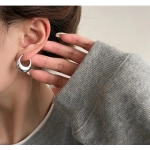 925 Sterling Silver Vintage Gold Round Earrings For Women Trendy Earring Jewelry Prevent Allergy Party Accessories Gift