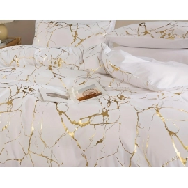 2/3pcs Bronzing Marble Print Down Comforter Set, T..
