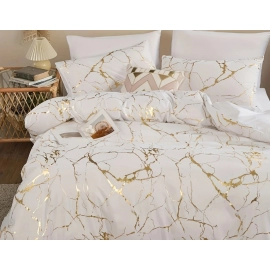 2/3pcs Bronzing Marble Print Down Comforter Set, Thickened Warm Quilt Core,Soft And Comfortable, Hotel Home Bedding