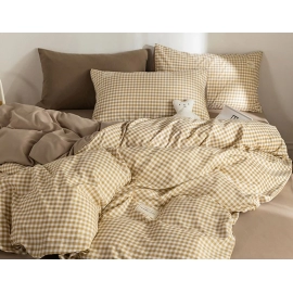 Japan Style Plaid Queen Size Duvet Cover Set with ..